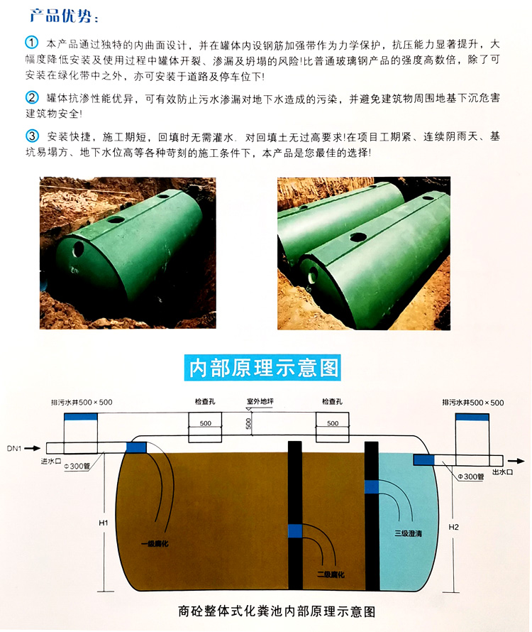 沙洋玻璃钢化粪池